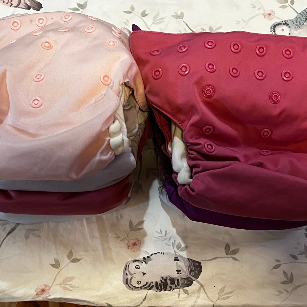 Bum Genius Elemental Organic Cotton All In One Cloth Diaper Lot 7 Used EUC